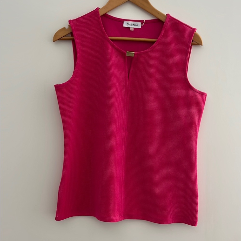 Calvin Klein Pink Fitted Sleeveless Tank Top